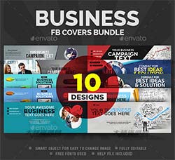 网站顶部广告模板(通用型/10个)：Business Facebook Covers Bundle - 10 Desig